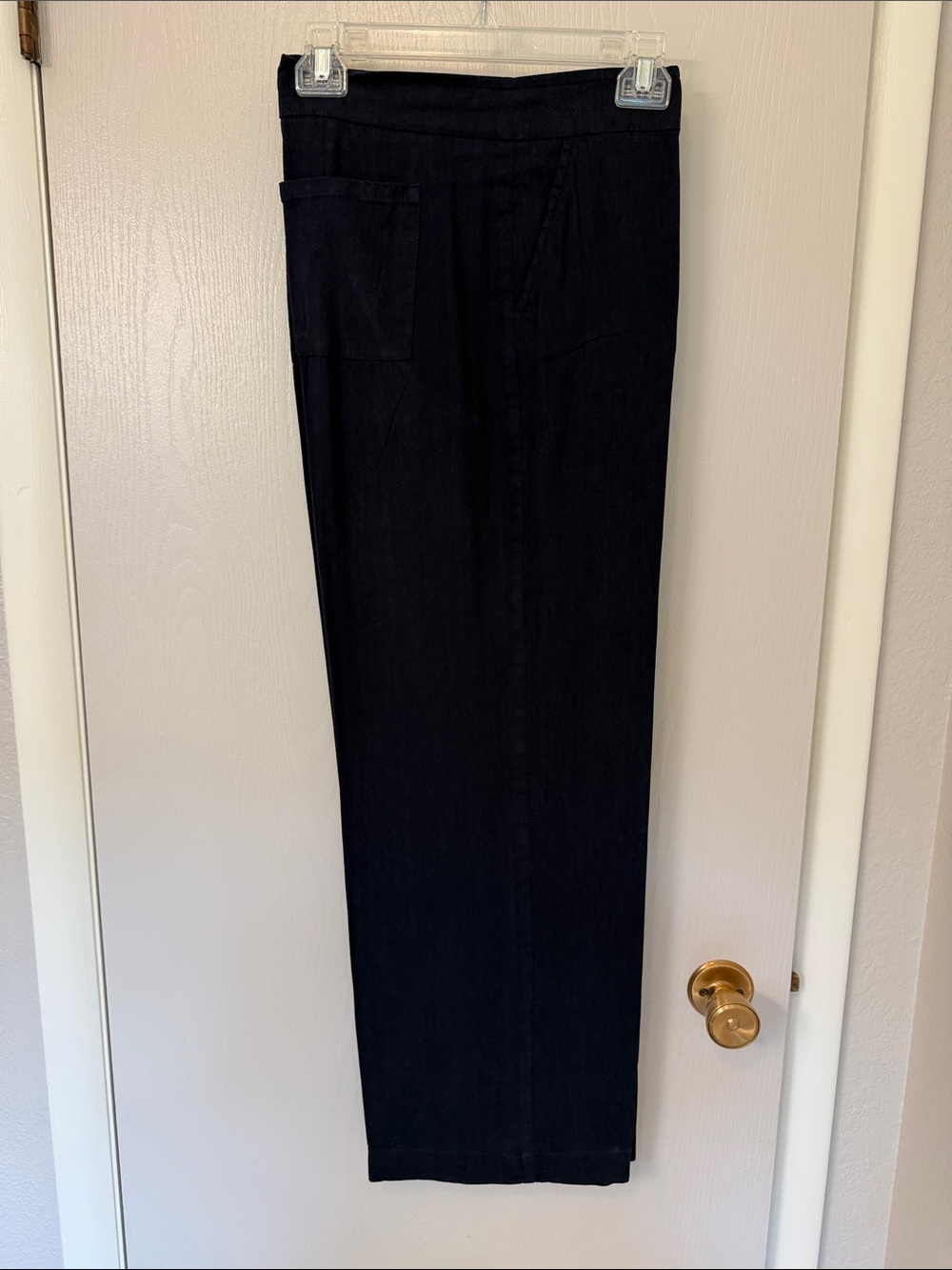 Chico’s-dark blue linen wide leg pant